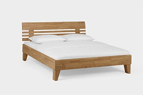Beauty.Scouts Massivholzbett Maen II Kopfteil Bett Wildeiche Honig geölt verschied. Größen DICO Schlafzimmer Doppelbett Einzelbett Bettgestell Holzbett robust Größe 160 x 200 cm