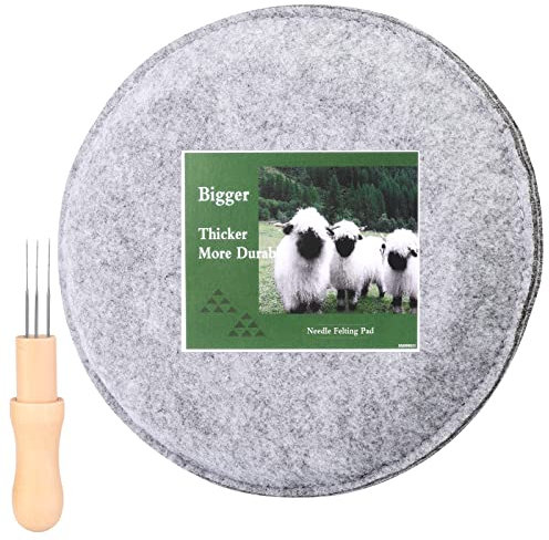 WONVOC Nadelfilz-Pad, 24 x 24 x 3 cm, graue Schwamm-Nadelfilzmatte mit Filznadelwerkzeug mit 3 Nadeln, für jedes Filzprojekt