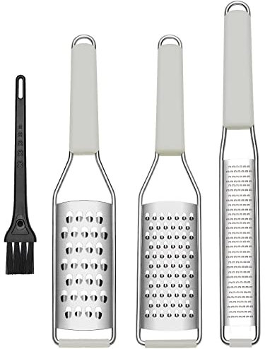 Cambom Râpe zesteur de citron 3 pièces – Outil de cuisine robuste pour parmesan, gingembre, ail, noix de muscade, chocolat, légumes, fruits, râpe en acier inoxydable, passe au lave-vaisselle