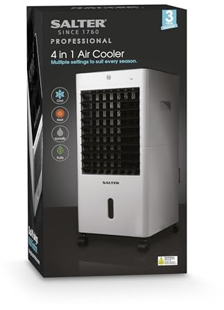 Salter Heater & Air Cooler - 4 Functions To Cool, Heat, Purify & Humidify, Timer Function, 3 Speed & Fan Modes, Quiet Operation, Includes Remote Control, Dual Water Tank, LED Digital Display