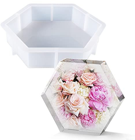 Cayway Grandi Stampi in Silicone per Resina Grandi Esagono Stampi in Resina Siliconica Stampo per Sottobicchieri in Resina per La Conservazione dei Fiori, Decorazioni per La Casa