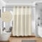 Ecoehoe Duschvorhang, 180 cm B x 200 cm H, Stoff, Hakenfrei, lang, mit Polyester-Magnet, Snap-In-Futter, oben durchsichtig, mit Netzfenster, Hellbeige