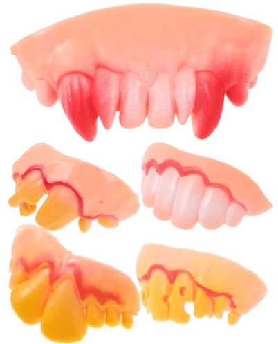 SEWACC Prothèses Dentier 5Pcs Laid Faux Dents D' Halloween Drôles Vampire de Dents Accessoires pour Jeux de rôle Approprié Fête costumée d'halloween Style aléatoire