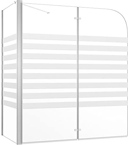KOIECETA Duschabtrennung Badewannenfaltwand Badewannenaufsatz Duschwand Duschtrennwand Duschkabine Faltwand 120x68x130cm Hartglas Streifen