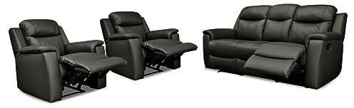 Vente-unique - Relax Evasion 3-Sitzer und 2 Sessel aus Leder É?? Schwarz