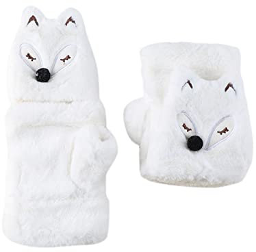 Damen Handschuhe Winter FauxFur Cute Fäustlinge Handschuhe Ohne Finger Damen Mit Fell