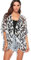 Women's Chiffon Kimono Cardigans Beach Cover Up, 3/4 Sleeve Bikini Shawl Open Front Floral Boho Beachwear Casual Loose Lightweight Swimwear Swimsuit Body Wraps Suit #2 Cow M