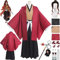 Tjmiaohao Anime Charakter Tsugikuni Yoriichi Cosplay Kostüm Outfit Demon Slayer Kimono Umhang Perücke Aufkleber Full Set Halloween Party Karneval Anziehanzug für Männer Jungen (S)