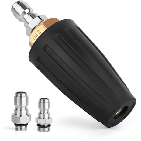 Pressure Washer Tips Turbo Nozzle, 4000 PSI Max. 5000 PSI 360° Rotating Spray Pressure Washer Turbo Tips with 1/4” 3/8” Quick Connect for Garden Car Concrete Brick Vinyl Surface 4.0 GPM 4.0 Orifice