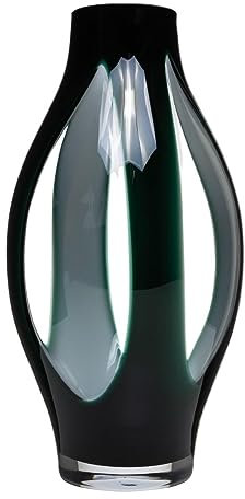 INNA-Glas Glas Bodenvase Prospero mit Sichtfenstern, grün-klar, 50 cm, Ø 21 cm - Design Vase