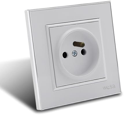 WESA Interruptor mecánico de luz, Interruptor de pared de 1 vía y 1 gancho de 10 A, Interruptor de luz de pared de 86 mm (Steckdose francesa, BLANCO)