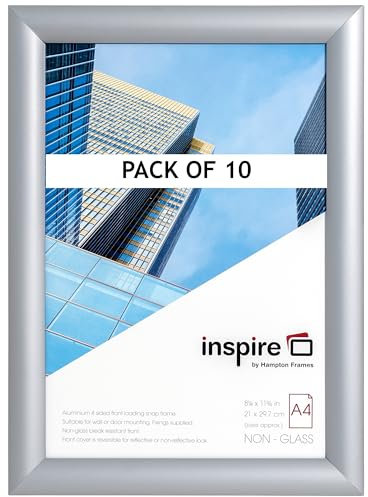 Inspire by Hampton IBH-SNAPA410PK Lot de 10 cadres encliquetables en acrylique sans verre Argenté Format A4 21 x 30 cm