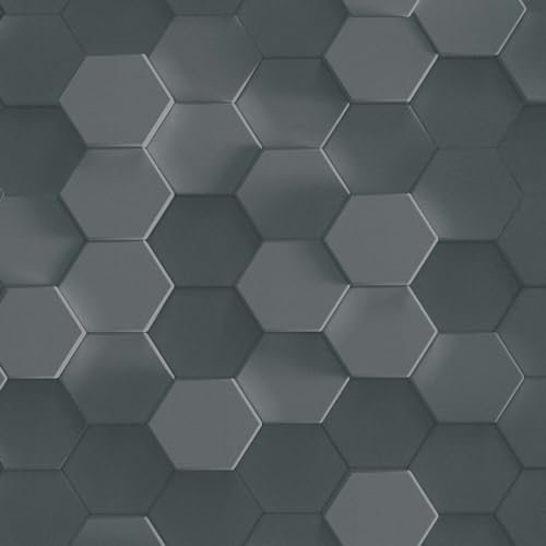 BRICOFLOR 3D Tapete anthrazit ideal für Büro und Schlafzimmer Hexagon Tapete mit Wabenmuster in Schwarz Grau modern