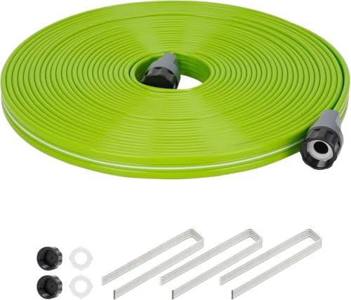KOBAZ Sprinklerschlauch mit Löchern, Gartenbewässerungsschlauch mit Heringen, Tropfschlauch-Sprinkler, effizientes Wassersparen für Rasen, Garten und Hof, auslaufsicher
