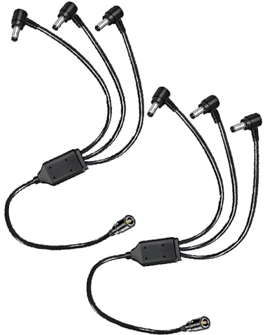 VOLTKARE18AWG 60CM DC Power Adapter Y Splitter Cable 5.5mm x 2.1mm 1 Female to 3 Male Right Angle 90 Degree Cord Wire for CCTV Security Cameras, Surveillance Routers, DVR, LED Strip Light (2Pack)