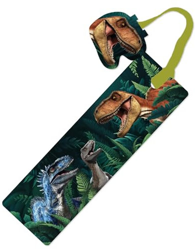 Lesezeichen * DINOSAURIER & T-REX * mit Kordel und Anhänger von Lutz Mauder | 16100 | Geschenk Bücher Buch Kinder Lesen Mitgebsel Glitter