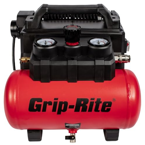 Grip-Rite GR200QW ULTRA QUIET PORTABLE COMPRESSOR, 1.5 GALLON, 1 HP, 125 MAX PSI, Oil-Free, Electric