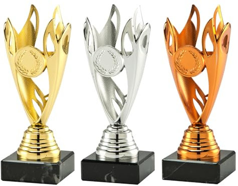 tecnocoppe Tris Coppe economiche h 15,50 cm 1° 2° 3° Classificato Targhetta Personalizzata Omaggio