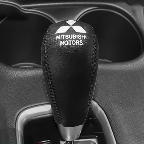 CoRser car Schaltknauf, Für Mitsubishi Lancer-ex 2010-2016(at) Leder Schaltknauf Auto-Innenraum Schaltknäufe Ersatzschutzzubehör,Black-Black