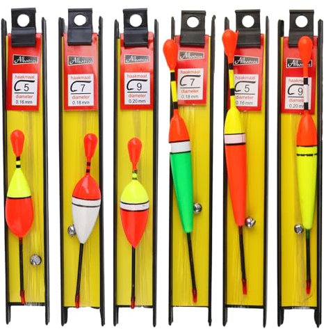 Wonvify 6 Pièces Flotteur et Bouées de Pêche, Ligne de Pêche et Hameçon, Mousse Bobbers avec Plomb (5#, 7#, 9#) pour Poissons Flottants, Convient pour la Rivière, l'Étang