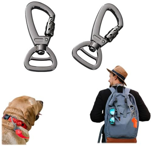 2 Moschettoni Girevoli Gancio,Moschettoni Girevoli Con Gancio,Moschettone Con Testa Girevole,Robusto Moschettoni Girevoli,Gancio a Scatto Utilizzato Per Guinzagli Per Cani,Cani Per Collare Per Cani