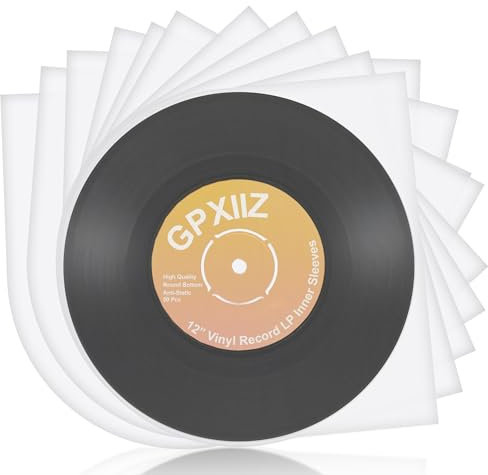 GPXIIZ Fundas Vinilos Interiores para 12 Pulgadas Vinilos Discos, 50 x Protector Vinilos Discos Antiestaticas Antiarañazos, HDPE de Alta Densidad, Fundas Interiores para Vinilos Musica LP Discos 12