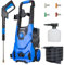 Kagrand Idropulitrice elettrica, con 4 ugelli spray, cannone in schiuma, per la pulizia di auto, vialetti, patio, pavimento e altro ancora, 3800 PSI 2,4 GPM