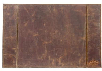 Alpenleder Schreibtischunterlage - TIROL (Handgefertigt) - Nachhaltiges Bio-Leder aus regionaler Landwirtschaft | Schreibtischunterlage leder *Fair Produziert* (68x45cm, Wild Camel)