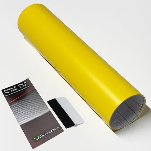 Matt Car Vinyl Wrap [Self Adhesive Air Release Film] with Squeegee Tool - Outdoor Rated for Car Automotive Use (Yellow, 30 x 152cm)