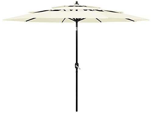 Xichuzi Sombrilla de 3 Niveles con Poste de Aluminio Arena 3 m, Parasoles De Jardin, Sombrilla Piscina, Sombrilla Terraza Exterior, Parasol Playa, Sombrillas para Jardin - 313868
