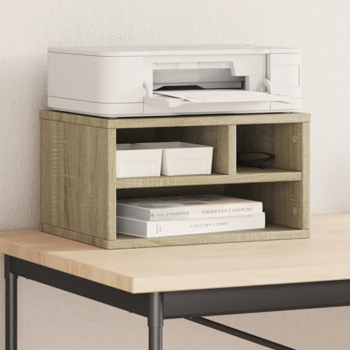 Tidyard Support d'imprimante chêne Sonoma 40x32x22,5 cm Bois ingénierie, Étagère de Rangement Organisateur de Stockage Meuble Imprimante avec Compartiments pour Maison Bureau Type A