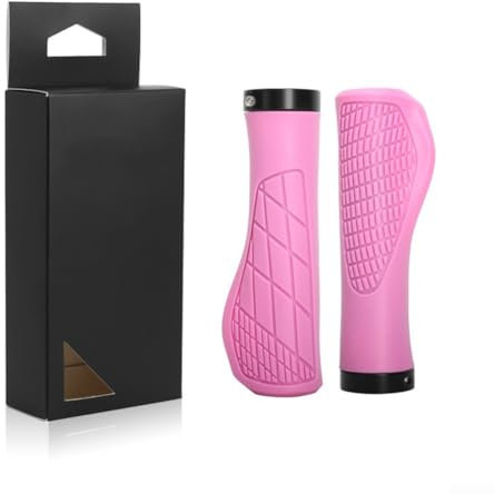 Poignées de vélo verrouillables en caoutchouc avec design ergonomique, antidérapantes, confortables et absorption des chocs pour une meilleure expérience de conduite (rose)