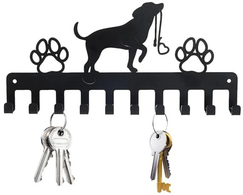 Greyoe Porte Clef Mural, Porte Clé Mural, Boite a Clefs Murale Decorative, Porte clé Mural Décoration Clé en Métal avec Crochet en fer Forgé (Chien B, 1 Set)