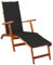 Myheimly Akazienholz Massiv Liegestuhl mit Fußstütze Auflage Deckchair Holzliege Gartenmöbel Liege Relaxliege Gartenliege Sonnenliege Schwarz