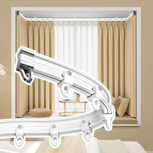 Vorhangschiene Vorhangschienensystem für Erkerfenster, 3-10 Fuß Biegsame Schiebevorhangschienen, Vorhangschiene zur Decken-/Wandmontage für Gebogene Duschvorhänge, Raumteiler(Ceiling Mount,300cm(9.8ft