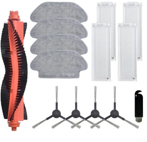 ZiStarlilife Cepillo principal cepillos laterales Filtros Kit de fregona para Karcher RCV 3 Accesorios de aspiradora con cepillo principal Filtro Lados Cepillos Paños de fregona y cepillo de limpieza