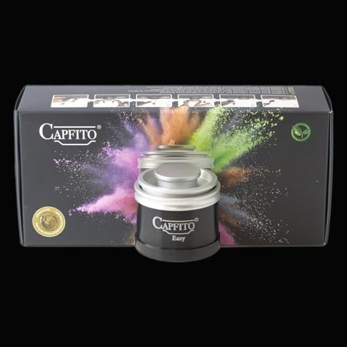 CAPFITO Easy Kit, Capsule réutilisables pour machines compatible pour Nespresso (original), [1 Capfito Easy + 4 capsules réutilisables en polypropylène +100 disques Aluminium] (NOIR)