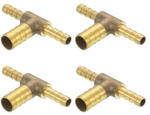 QUARKZMAN 4 Pcs Conector De Latón En Forma De T Para Manguera, Conector De 3 Vías, Acoplador, 1/4x3/8x1/4 ID, Conector De Latón Para Manguera De Aire, Reductor Para Conectar Mangueras