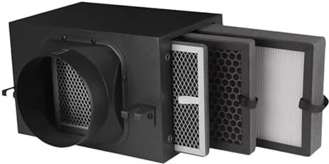 3-Layer Air Purification Filter Box with High Efficacy HEPA and Carbon, for 4 Inch Inline Duct Fans and Fresh Air Intake Systems