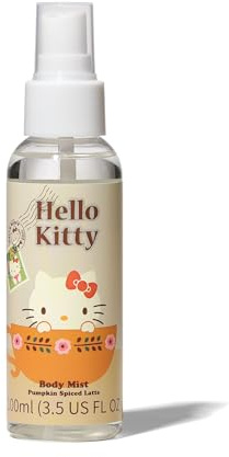Hello Kitty Pumpkin Spiced Latte Body Mist, 100ml | Autumn Fragrance Spray, Warm Spiced Scent, Light Formula for Daily Use, Seasonal Bottle Design