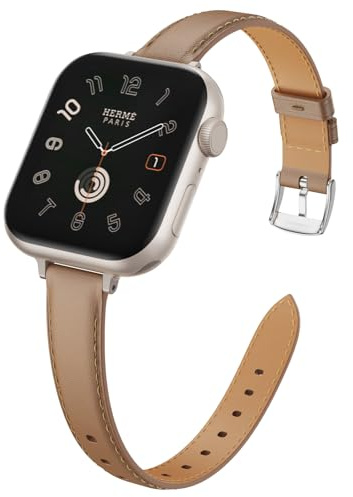 AidorMax Compatible avec Bracelet Apple Watch 40mm 41mm 42mm 44mm 45mm 46mm 49mm, Bracelet Montre Cuir Etroit Femme Élégante pour iWatch Series SE/11/10/9/8/7/6/5/4