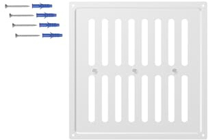 DEMLOU Rejilla Ventilación Regulable 25x25 cm Galvanizada Blanca RAL 9016. | Aletas de apertura y cierre. Tornillos y tacos de plástico incluidos para montaje en pared o techo, interior o exterior.