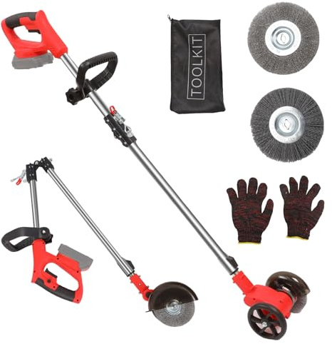 Nettoyeur de joints sans fil compatible avec batterie Makita 18 V, hauteur de poignée de travail de 120 à 155 cm, avec brosses à joints interchangeables en nylon et fil d'acier, guidon télescopique