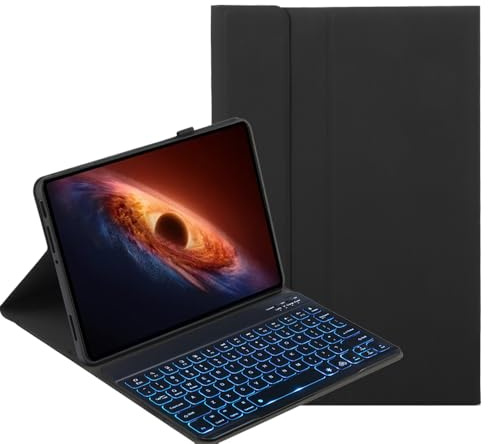 YKWXSC Tastatur Hülle für Honor Magic Pad 4 Tablet 12,3 Zoll, 7 Farbige Beleuchtung Wiederaufladbar Abnehmbare Tastatur & Kickstand- Deutsches QWERTZ, Schwarz