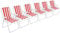Harbour Housewares Folding Beach Deck Chairs - Red Stripe - Pack of 6 - Metal Outdoor Patio Seat Lightweight Portable Deck Chair for Picnic, Garden, Camping, Fishing