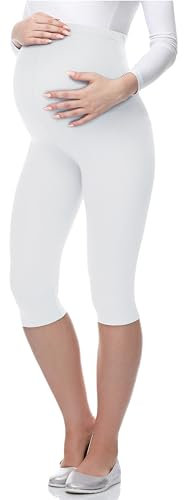 Be Mammy Legging 3/4 Grossesse Maternité Tenue Sport 03 (Bianco, M)