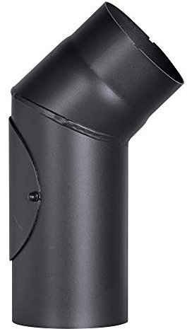 FIREFIX R120/B4T - Tubo per stufa, in acciaio spesso 2 mm, diametro 120 mm, per stufe e focolari, Senotherm, nero, 45 gradi, con porta di pulizia
