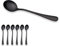 Berglander Cucharas de sopa de acero inoxidable chapadas en titanio negro, cuchara de sopa de color negro, cucharas redondas de acero inoxidable, paquete de 6