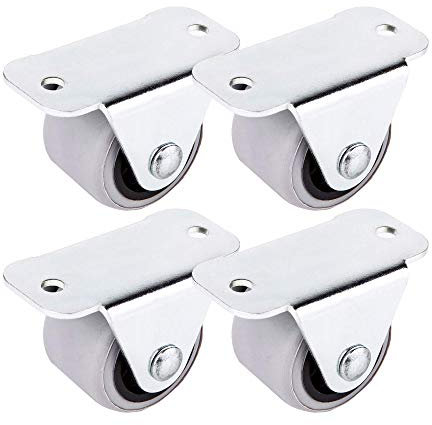 Castors, kleine Mini-Lenkrollen im Set, schwenkbar, 30-mm-Kunststoff-Gummirollen mit Metallplatte, Möbel-Gerät und -Ausrüstung