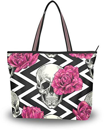Große Schultertasche mit Totenkopf-Muster, Handtasche, Strandtaschen für Damen und Mädchen, multi, Large